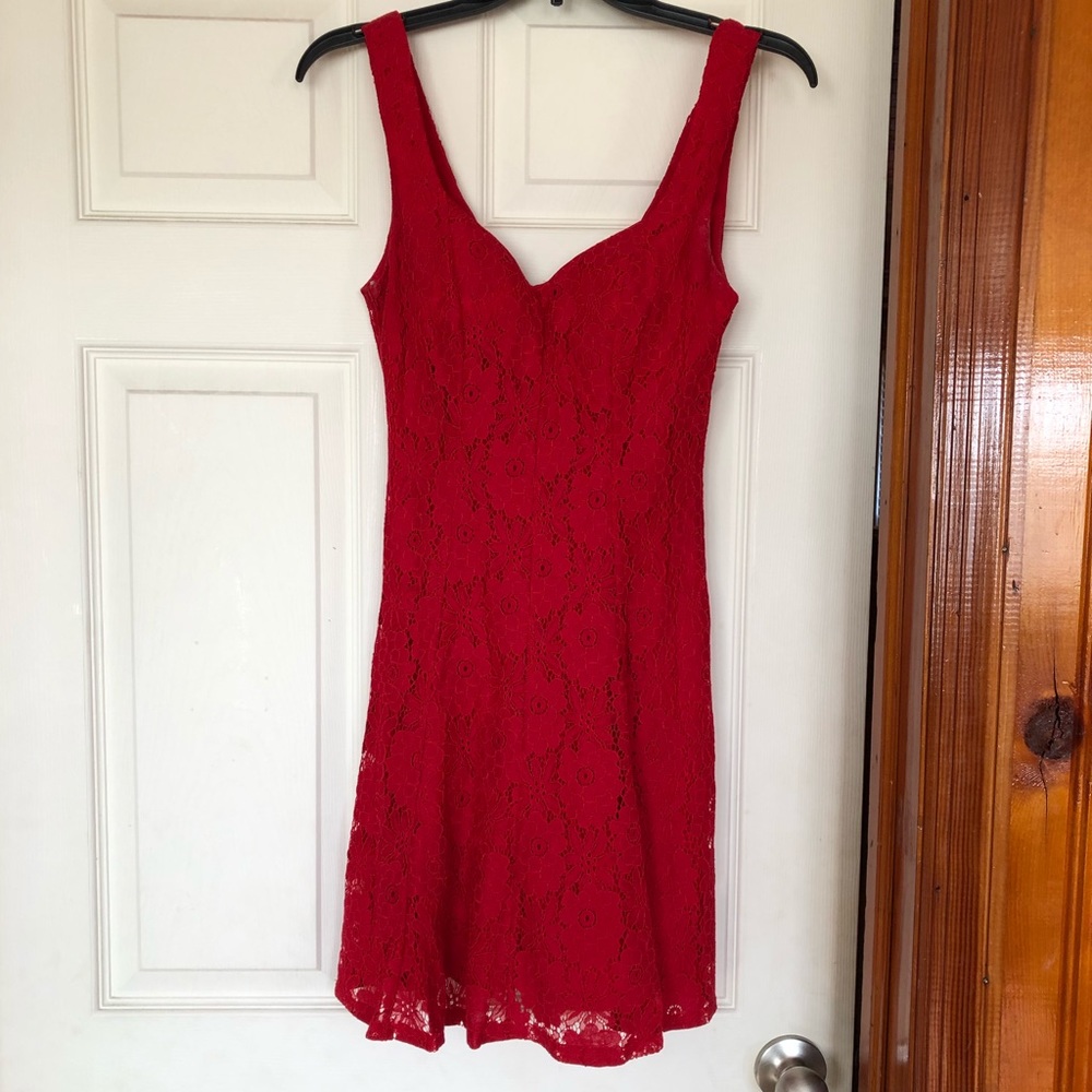 Short, Red, Lace Dress